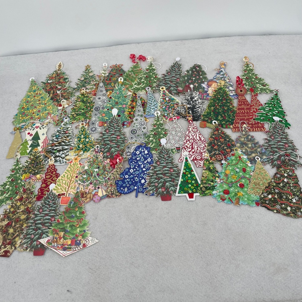 Vintage Christmas Card Ornament Lot Upcycled Holiday Tree Decor 82 Pieces
